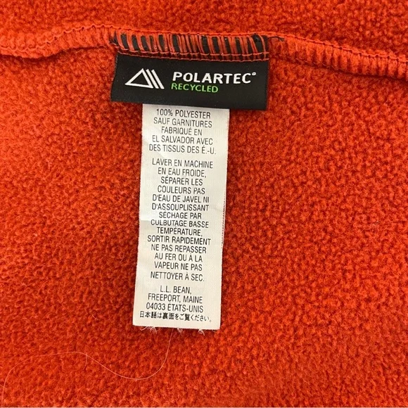 LL Bean Fleece Vest Womens 2XL Full Zip Polartec Outdoor Hiking Jacket Orange - Picture 7 of 7